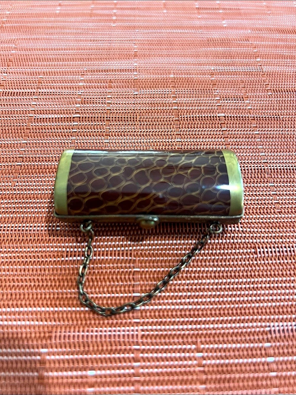 Limoges Porcelain Trinket Case Brown & Gold